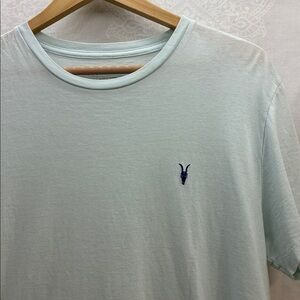 ALL SAINTS BRACE BRUSHED COTTON CREW NECK T-SHIRT, light blue with navy ramskull